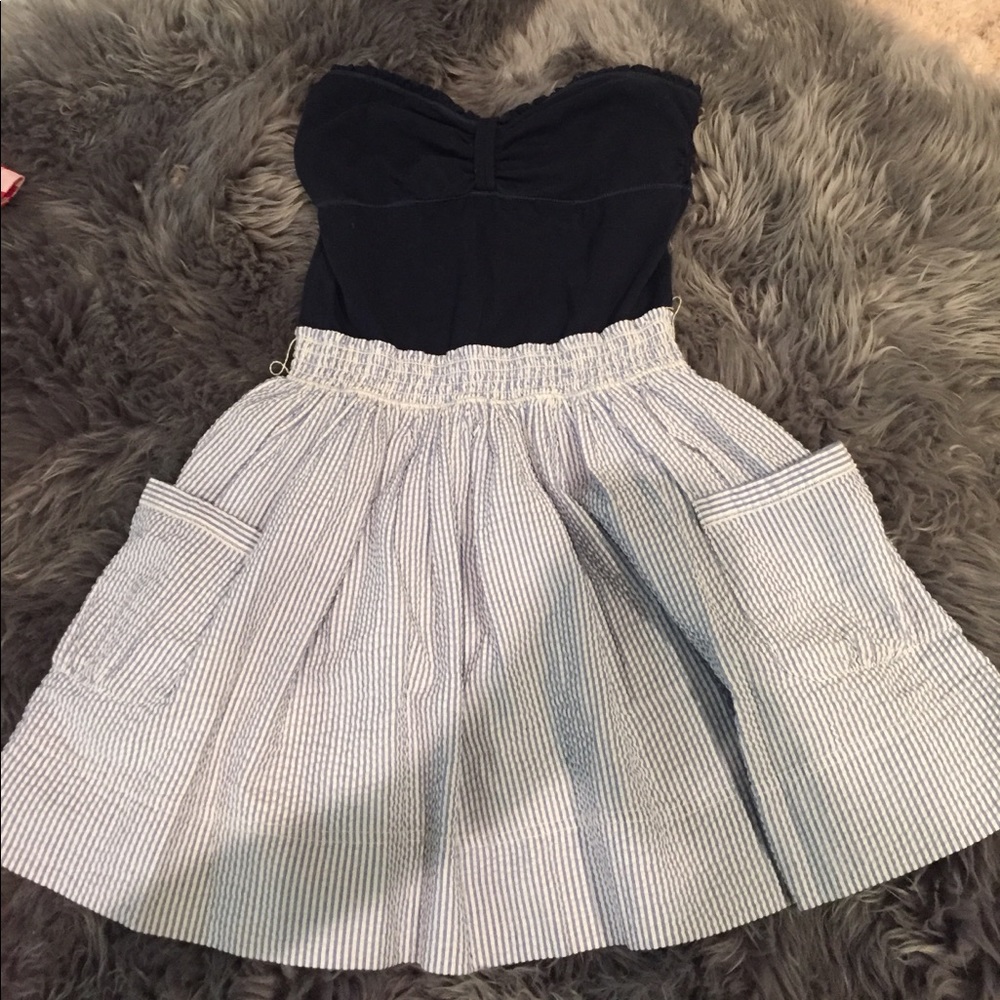 Seersucker Strapless Dress